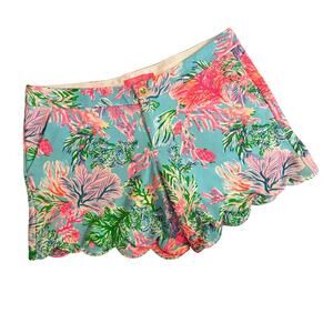 NWT Lilly Pulitzer Buttercup Knit Shorts Size 8 Celestial Blue Floral Coquette